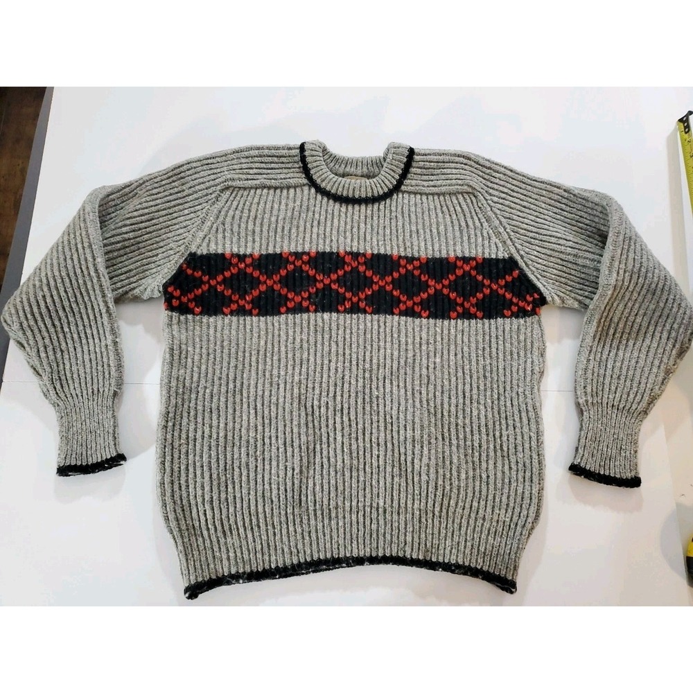 J.L. Hudson Co. 100% Wool Sweater Made in England Classic Retro‎ Knitwear Medium